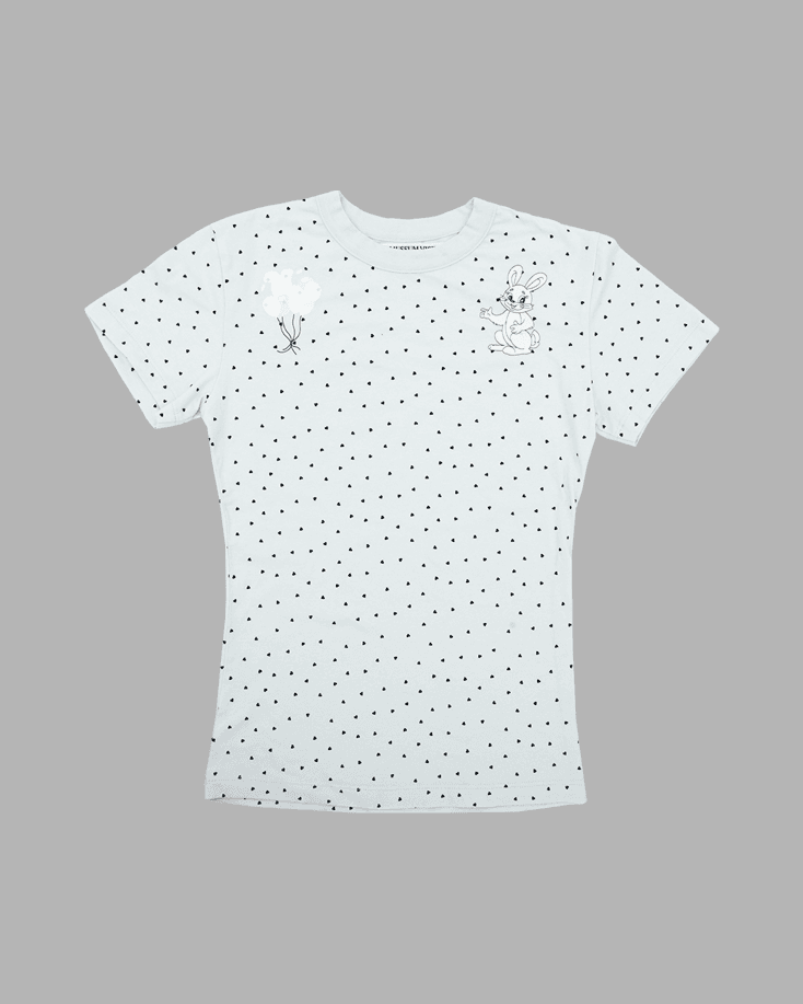 RABBIT PRINTED HEART T-SHIRTS (MINT)