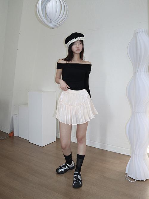 GLOSSY SKIRT PANTS, 3color