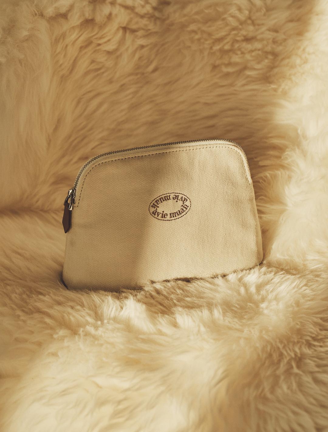 Leather-Trim Cosmetic Bag (M)