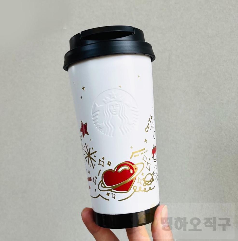 중국스타벅스2021발렌타인러브MD 러브하트 블랙뚜껑 화이트엘마텀블러/473ml[1월22일오픈]