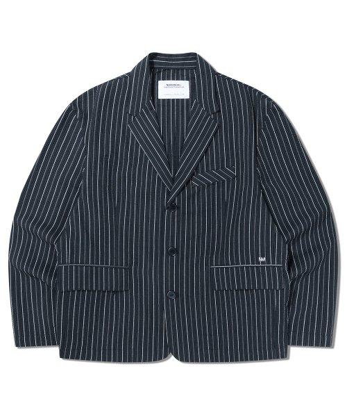 THREE BUTTON SEERSUCKER JACKET - BLACK