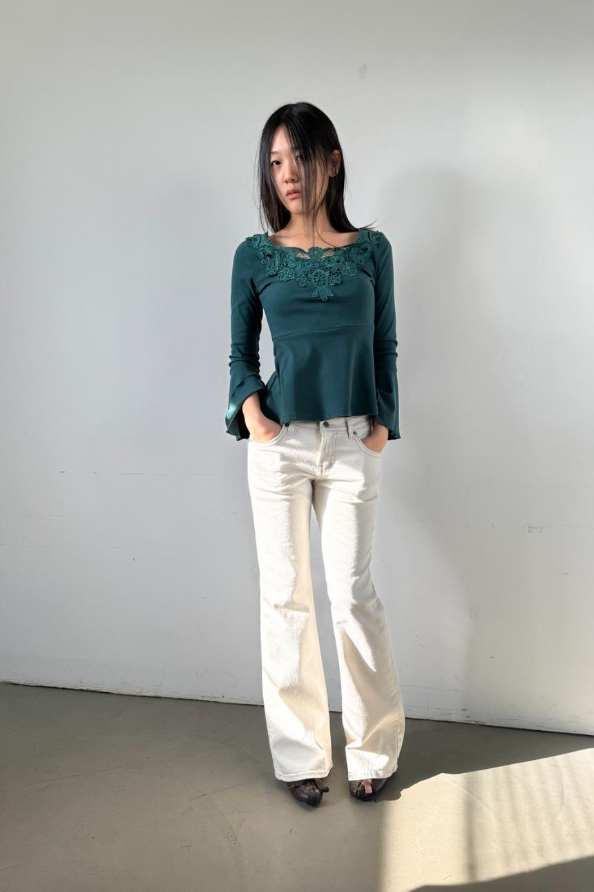 stitch flare denim pants (2color)