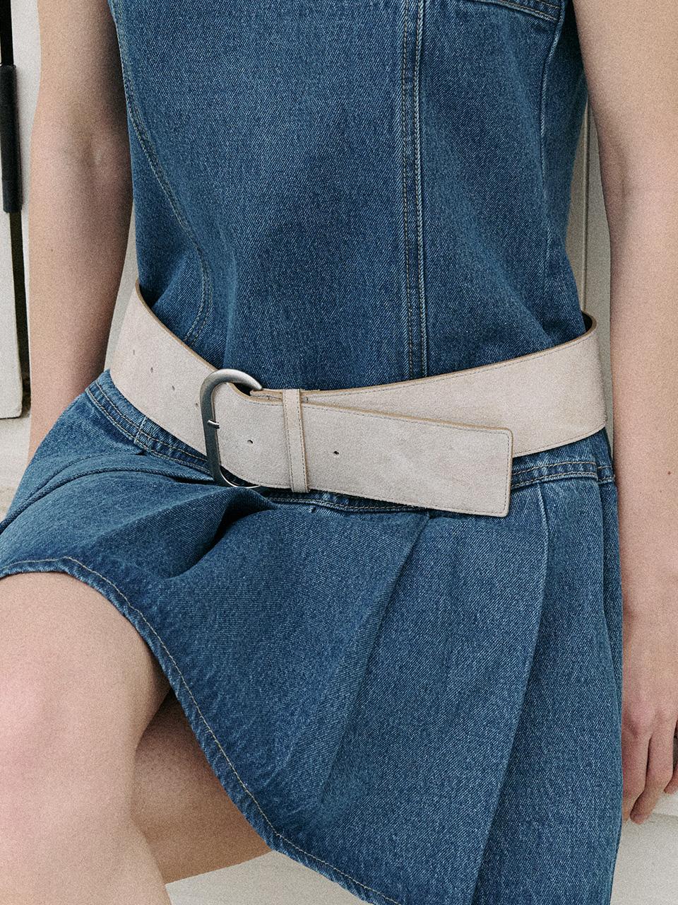 REAL SUEDE WIDE BELT BEIGE