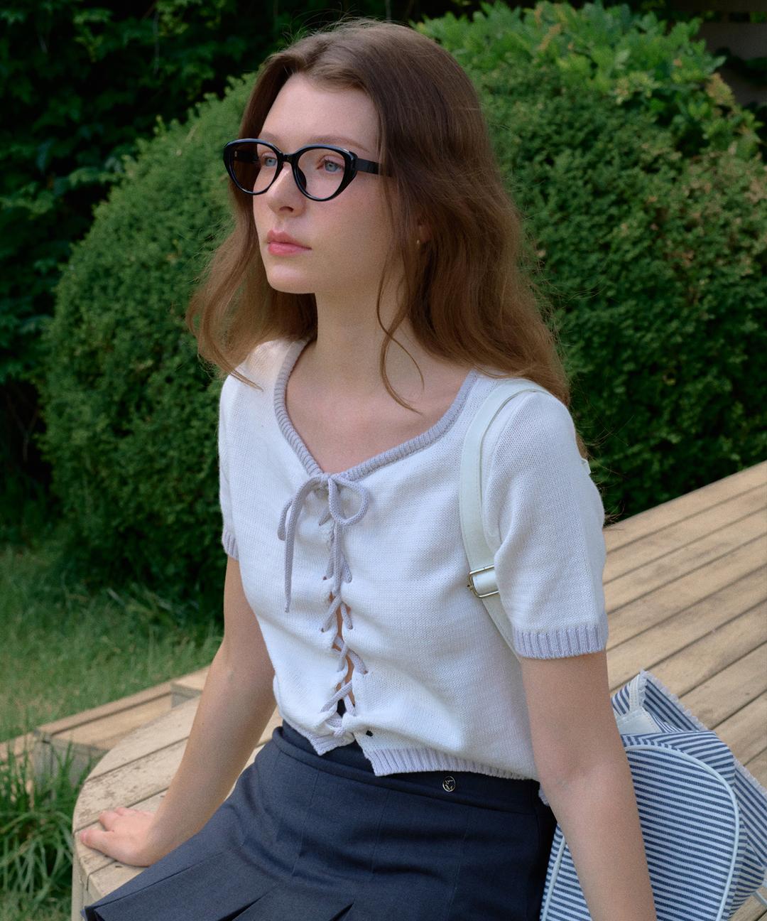 Tulip Line Eyelet Cotton Cardigan ( White )