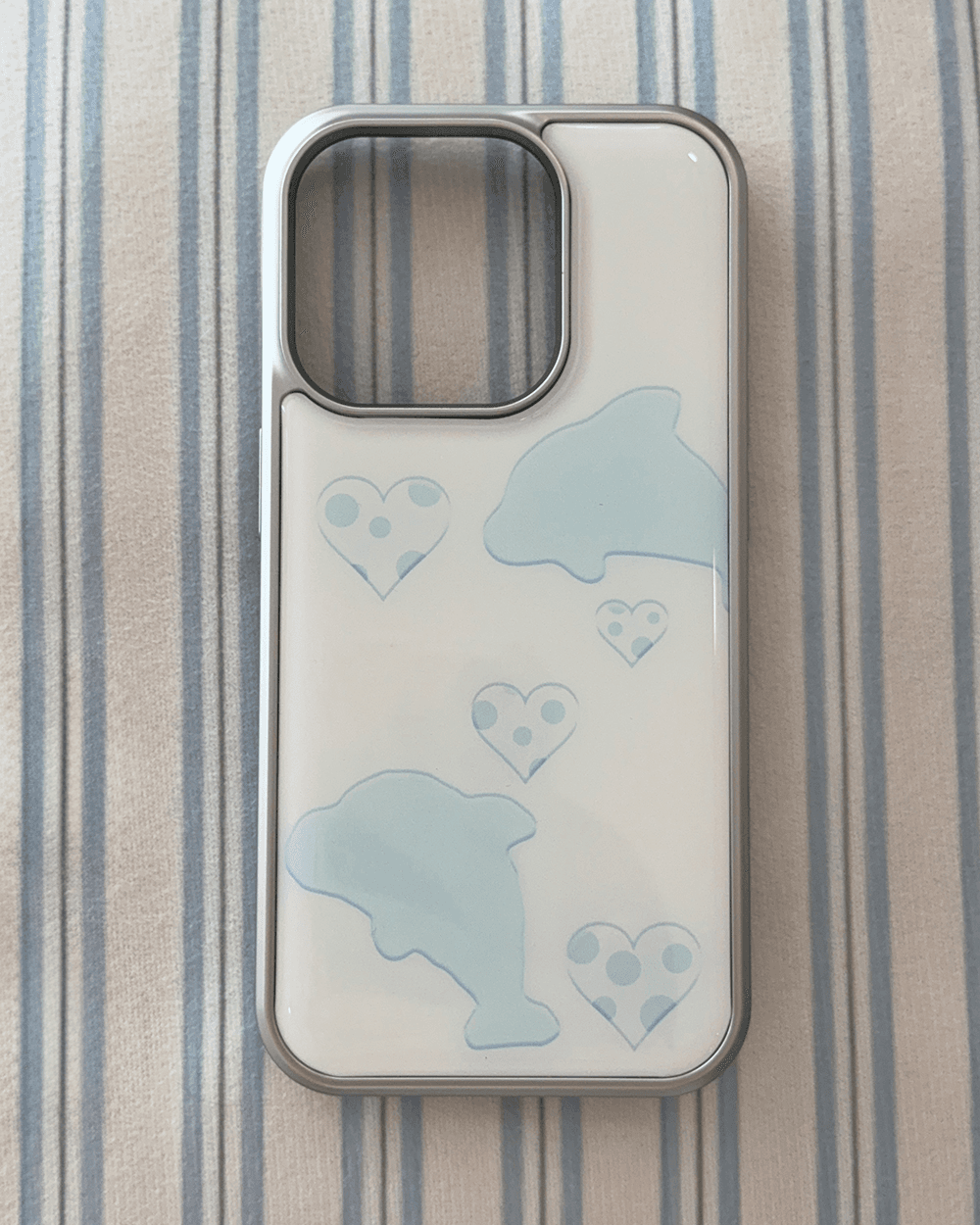 dolphin heart silver frame case