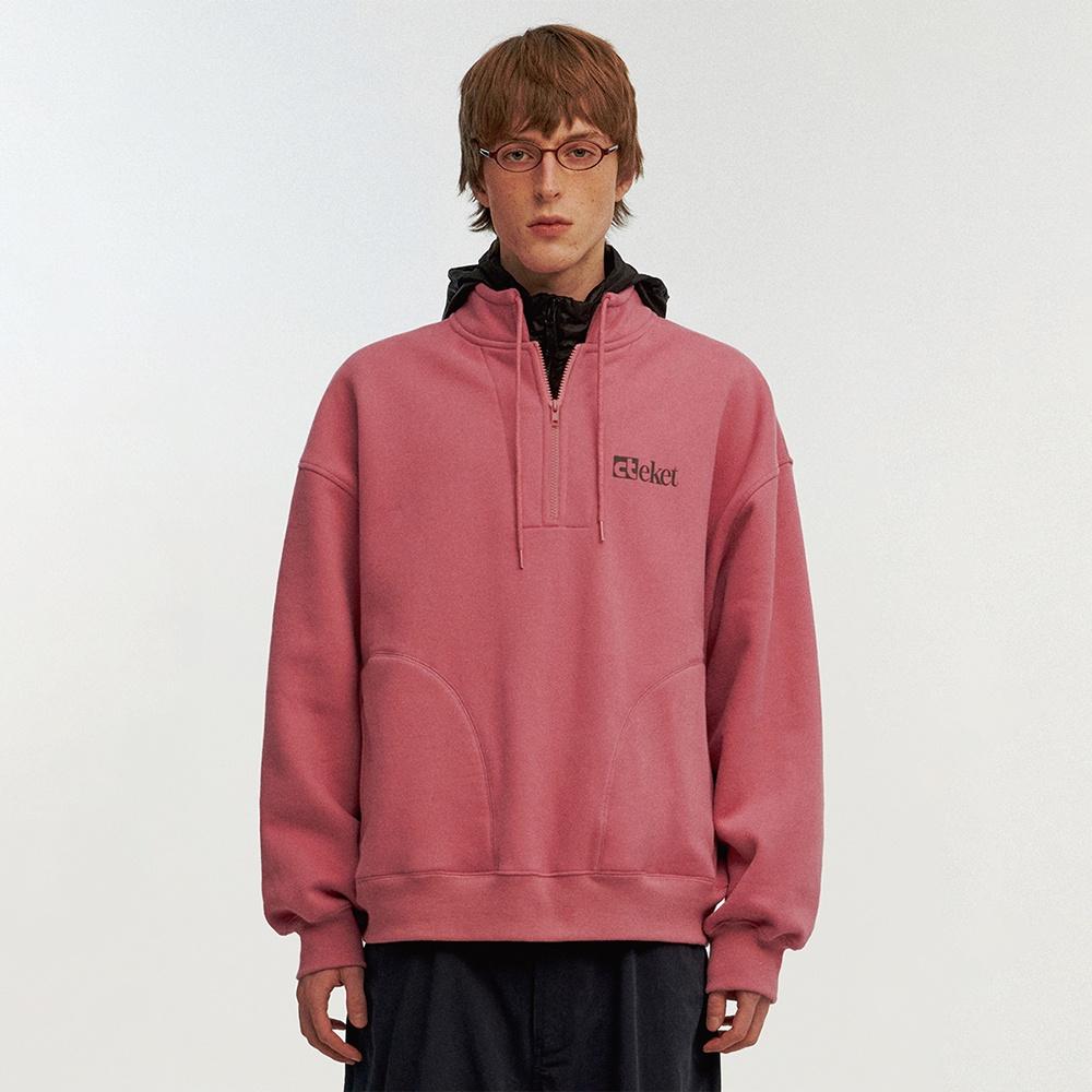 Plan Half Zip-Up Sweatshirt Pink