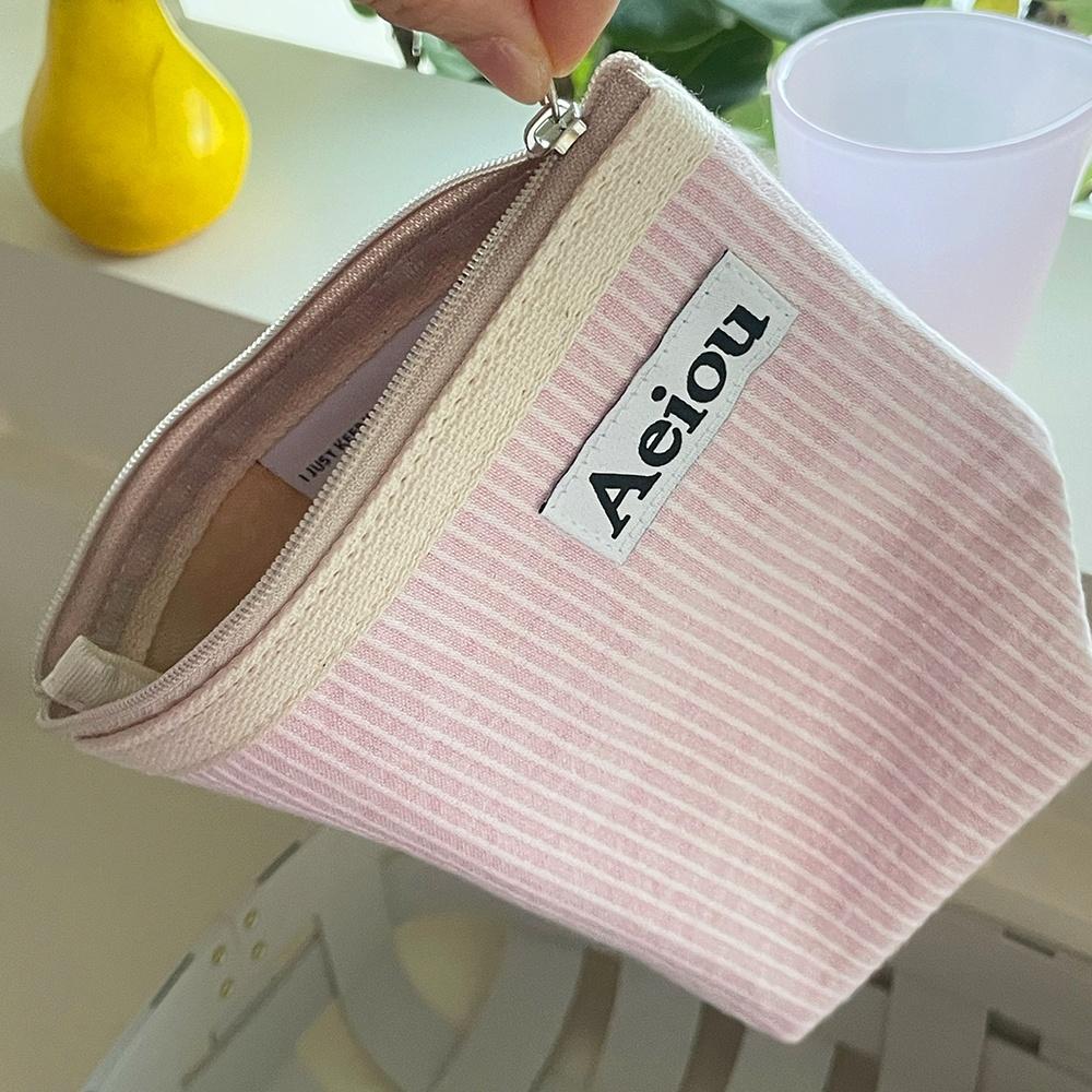 [29CM단독] Aeiou Basic Pouch (M size) Stripe Organic Pink