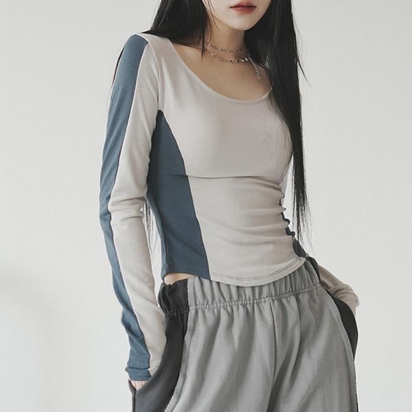 배색 바네 티셔츠
