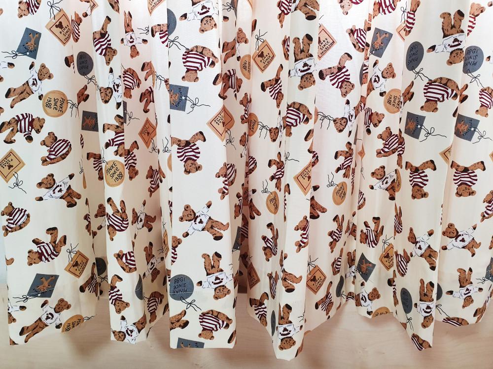 곰돌이원단 면 옥스포드 소폭-줄무늬곰