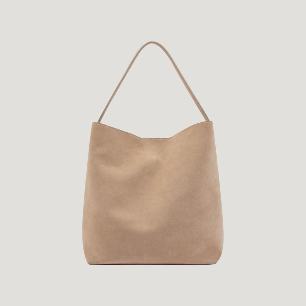 Capri Suede Shoulder Bag_ Beige