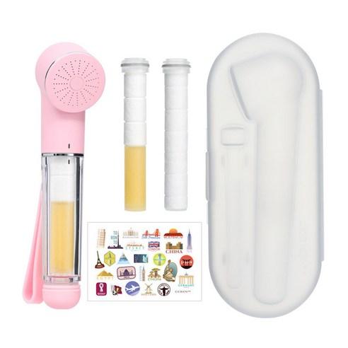 세비앙 여행용 체크인 필터 샤워기 + 필터 2p + 전용보관 케이스 세트, 벚꽃 분홍, 1세트 - 욕실/화장실용품 | 쿠팡