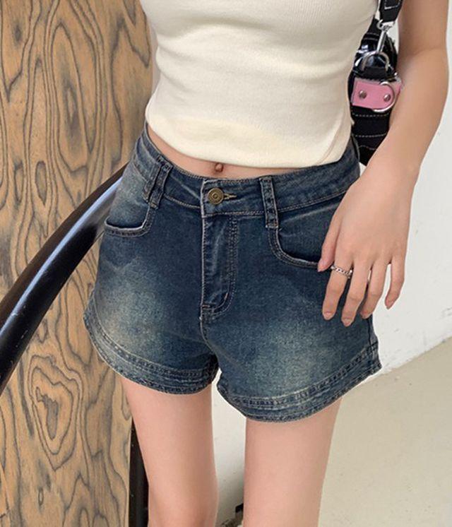 [S-2XL] 블루문 빈티지 워싱 데님 숏팬츠 반바지 청바지 청반바지