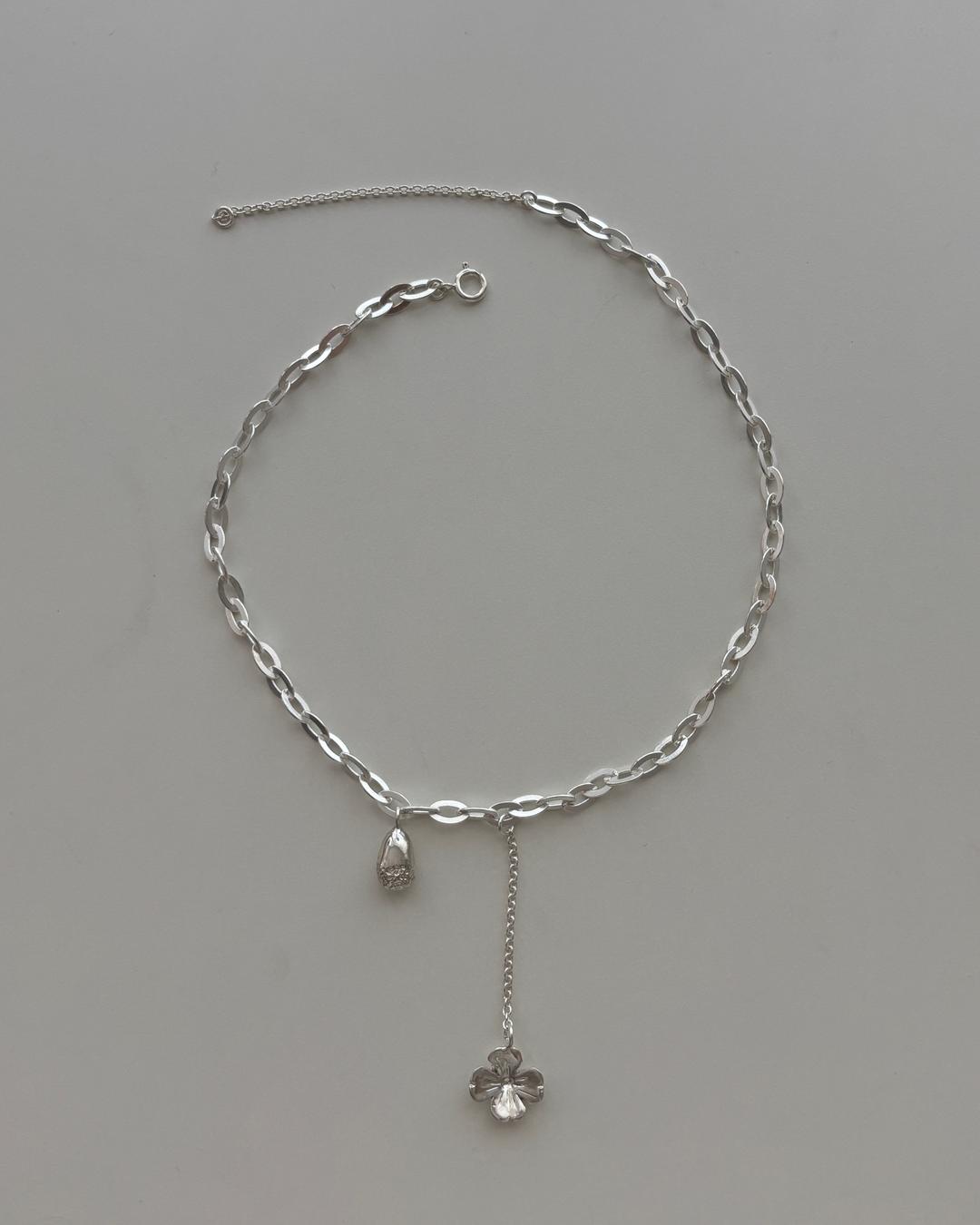 acorn & flower drop necklace