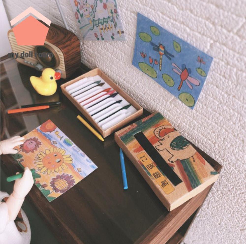 미니어처 색연필 문구 크레파스 1:12 마이돌룸