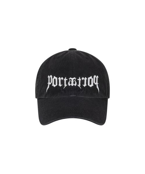GRAPHIC DOUBLE LOGO WASH BALL CAP, BLACK