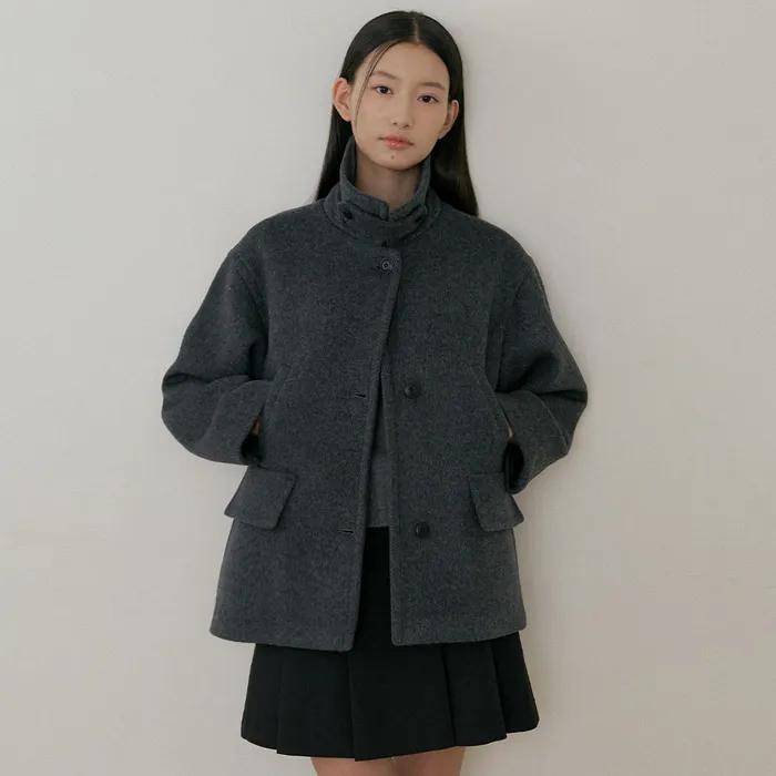 [10%] standard wool half coat-charcoal