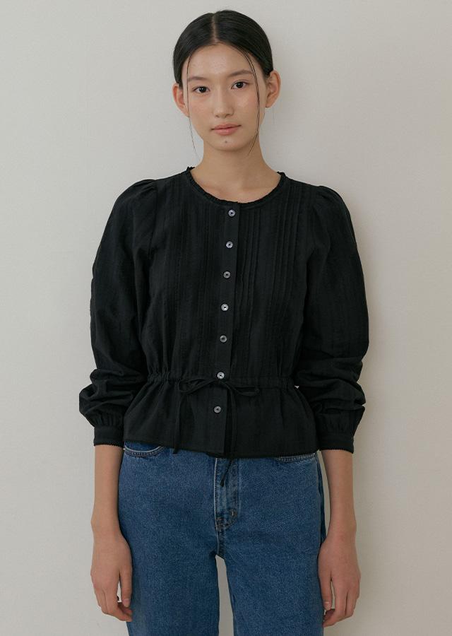 jacquard pintuck blouse-black(10월 14일 부터 순차발송)