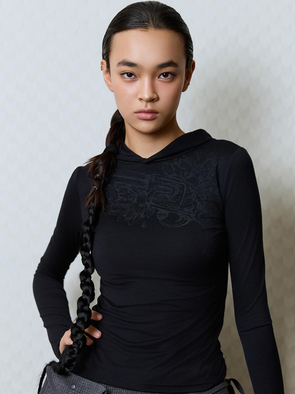 GT 007 HOODED T-SHIRT(BLACK)