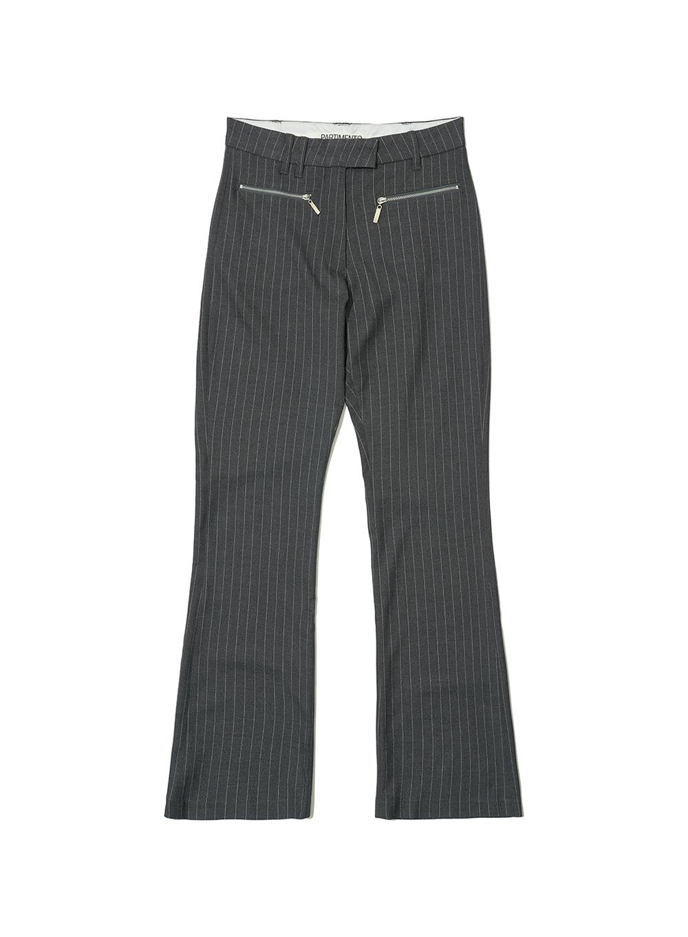 [WOMEN] STRIPED BOOT CUT PANTS_CHARCOAL