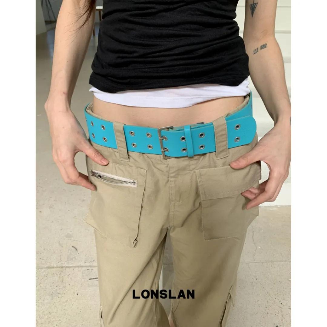 LONSLAN 벨트 빈티지 메탈 버클 와이드 벨트 2COLOR