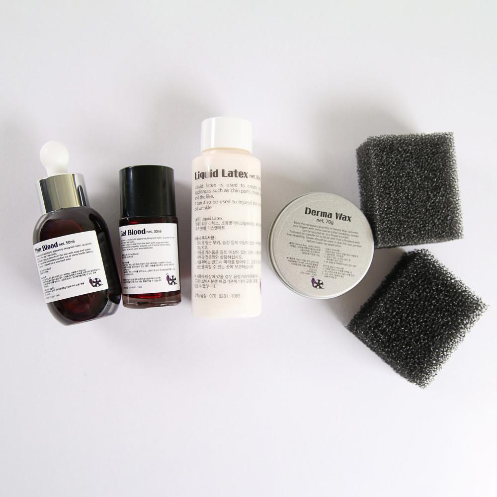 믹스앤아트 특수분장재료 기본세트 할로윈분장 가짜피 분장라텍스 더마왁스