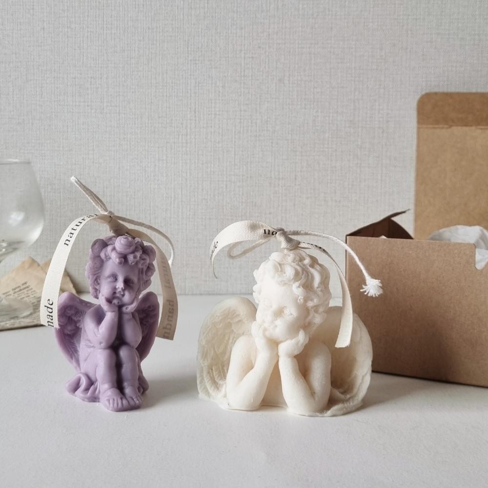 1+1 아기 천사캔들 세트/오브제 미니 엔젤캔들 인테리어 집들이 개업 생일 선물 답례품