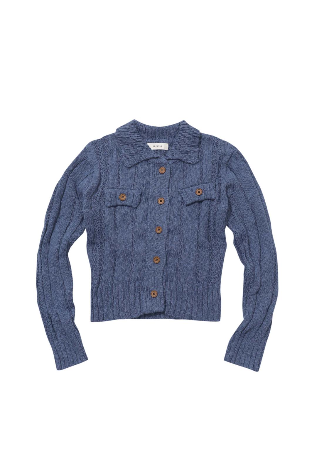 cotton slub knit cardigan