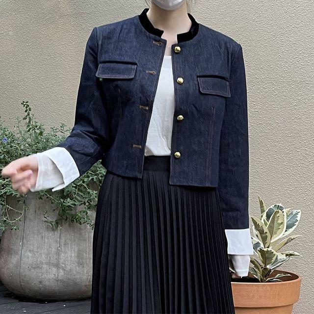 생지청 커프스 데님 자켓 청자켓
