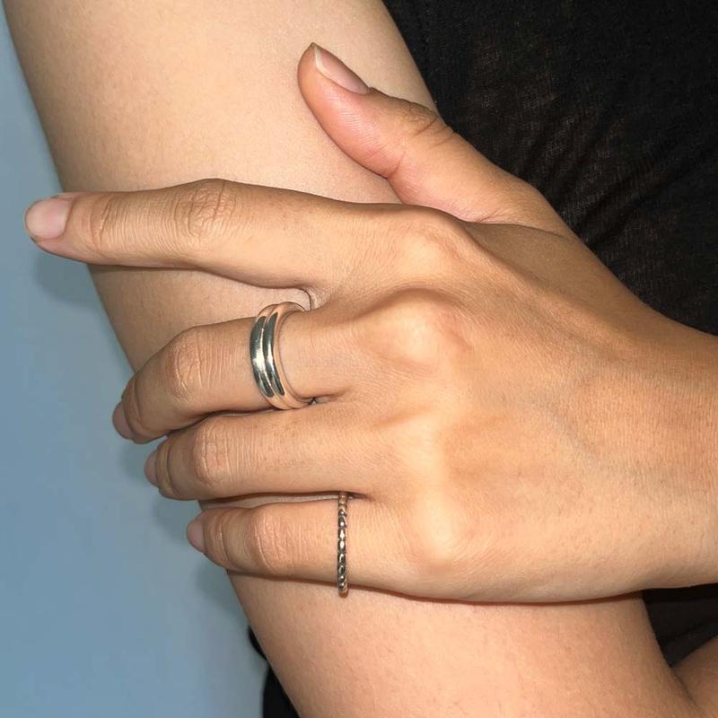 [러블리즈 지애 착용] 데어링 백자 실버 더블 반지