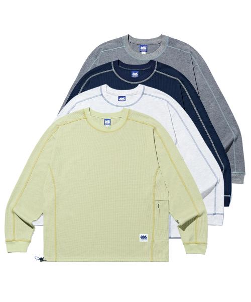 [4COLORS] 라인드 와플 롱 슬리브