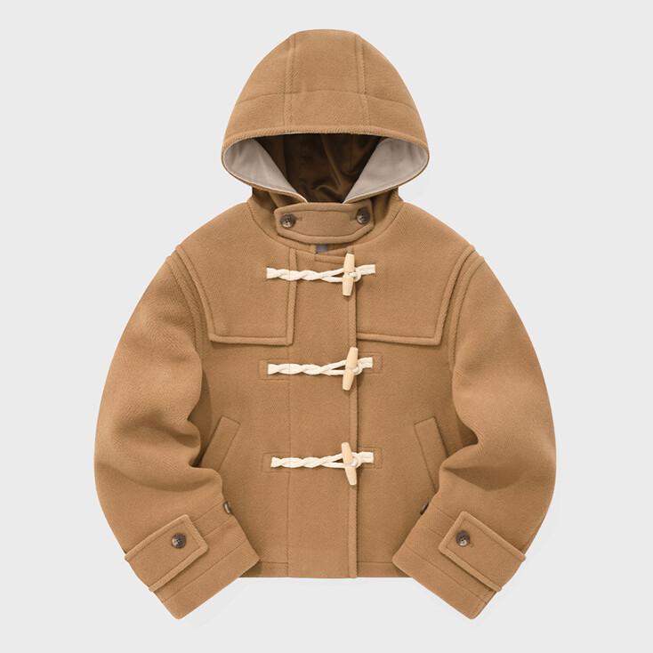 우먼 숏 더플 코트 베이지