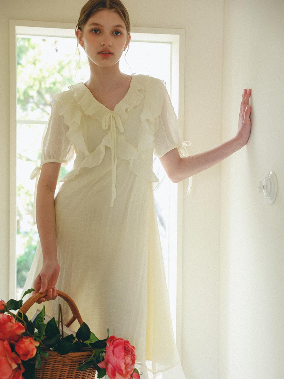 프릴 드레스_크림