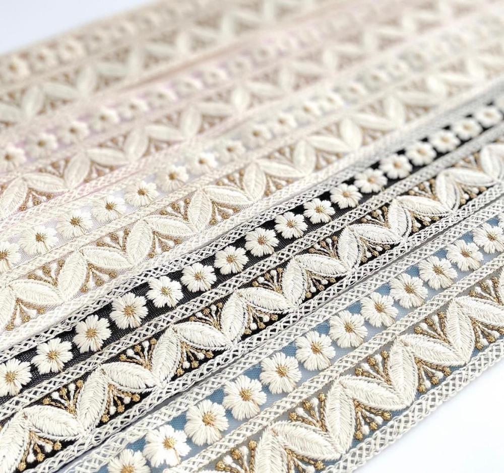 50mm 플라워 파티 자수리본 레이스원단 리본공예 쏘잉