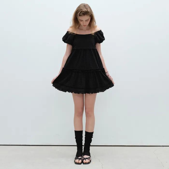 PUFF PUNCHING MINI DRESS (BLACK)