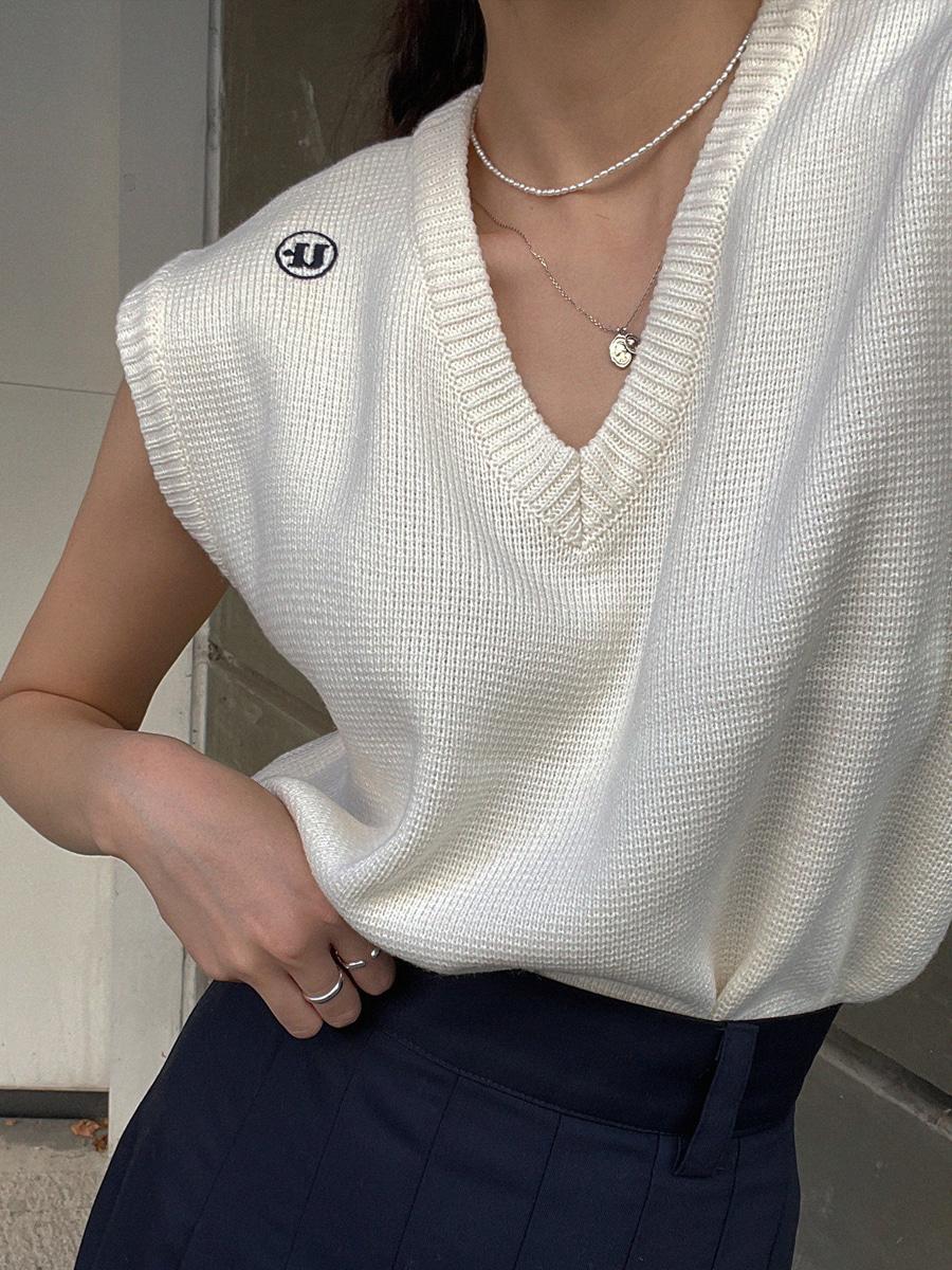 U Knit Vest ( Black / Ivory )