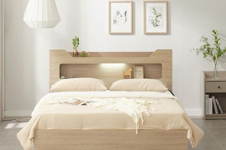 지정일배송 하포스 3단 멀티 서랍 침대 프레임 S SS D Q (LED헤드, 매트선택)