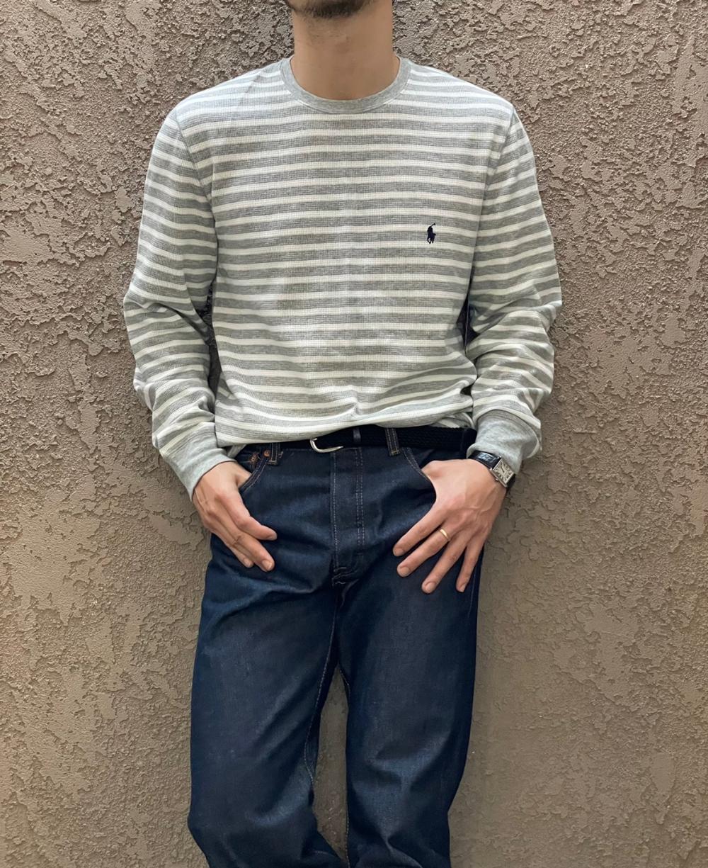 폴로랄프로렌 남녀공용 스트라이프 와플 니트 롱슬리브 티셔츠 (그레이네이비,레드네이비,블루네이비,그레이네이비화이트,그레이화이트)