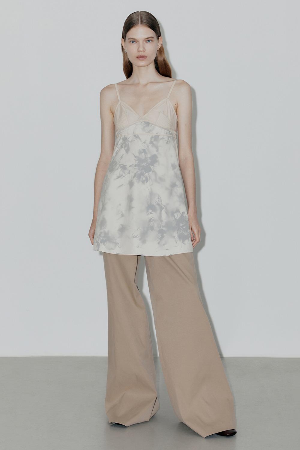 22SS SEE-THROUGH STITCH DRESS - LIGHT BEIGE