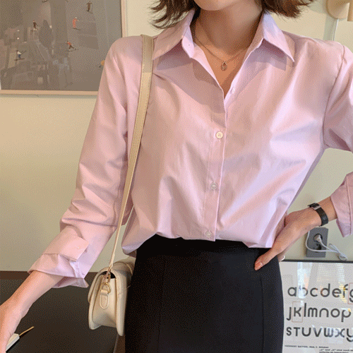 bs6704 데일리로 입기 좋은 톡톡한 코튼 패브릭의 셔츠 블라우스 blouse