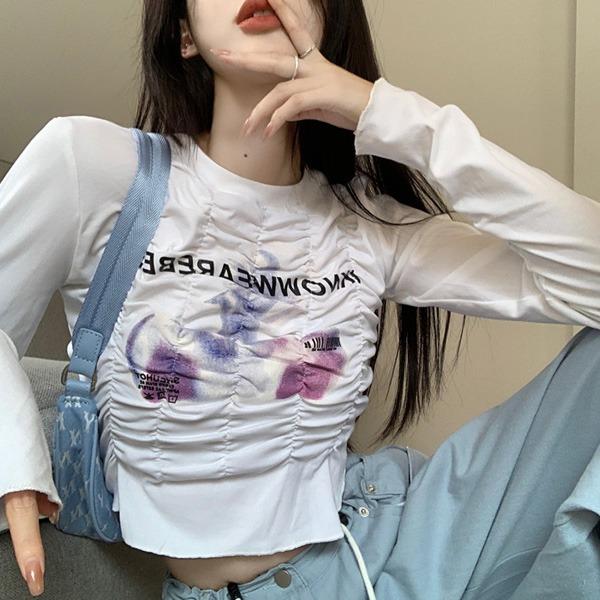 올웨어 셔링 크롭 티셔츠 S23TS124