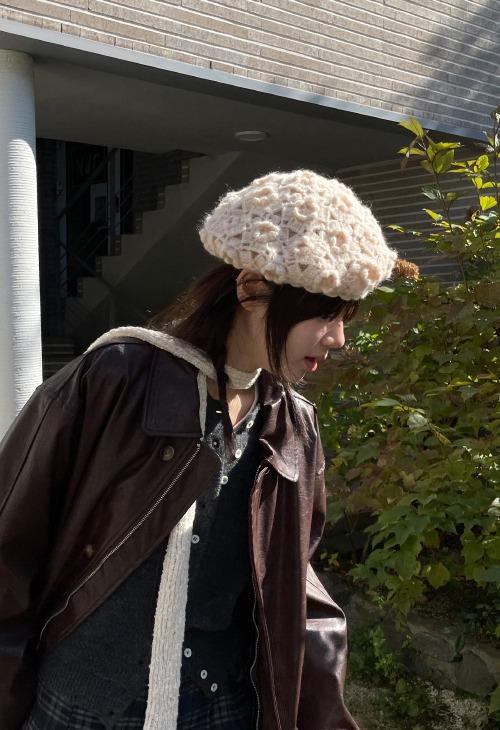 flower crochet beret