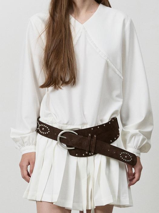 WESTERN CURVE STUD BELT BROWN