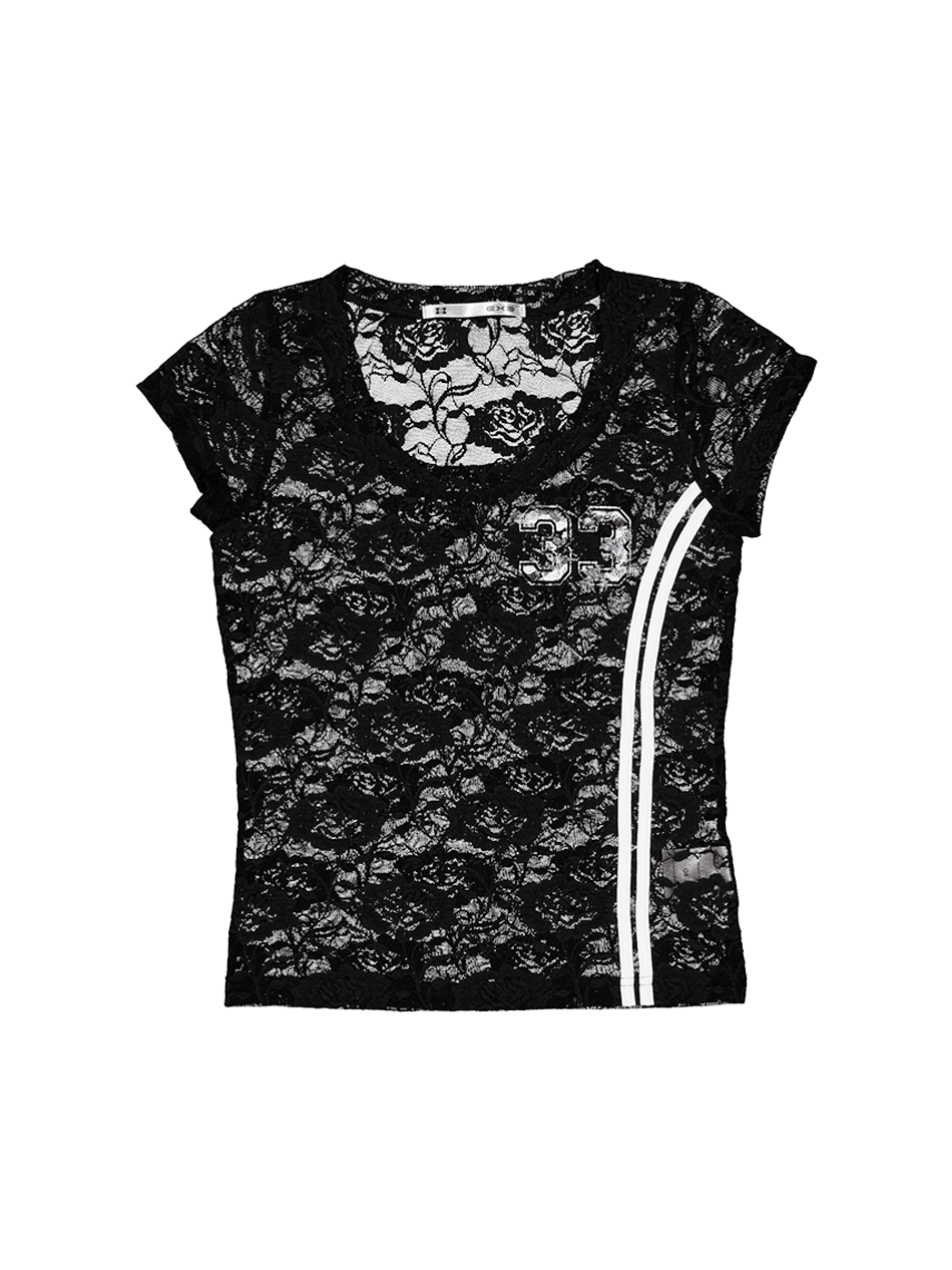 33 LACE TOP / BLACK