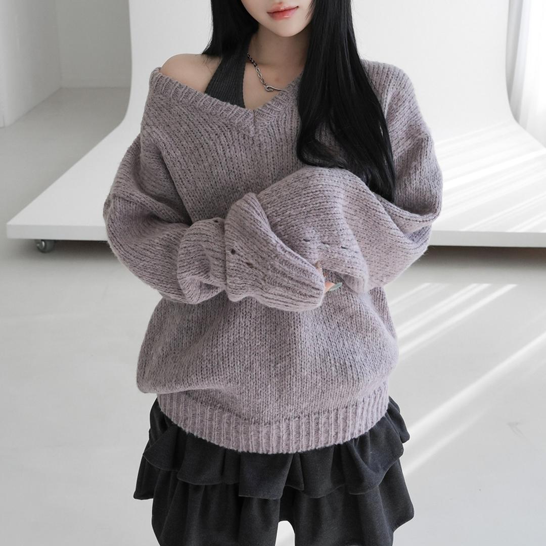 타론 브이넥 니트