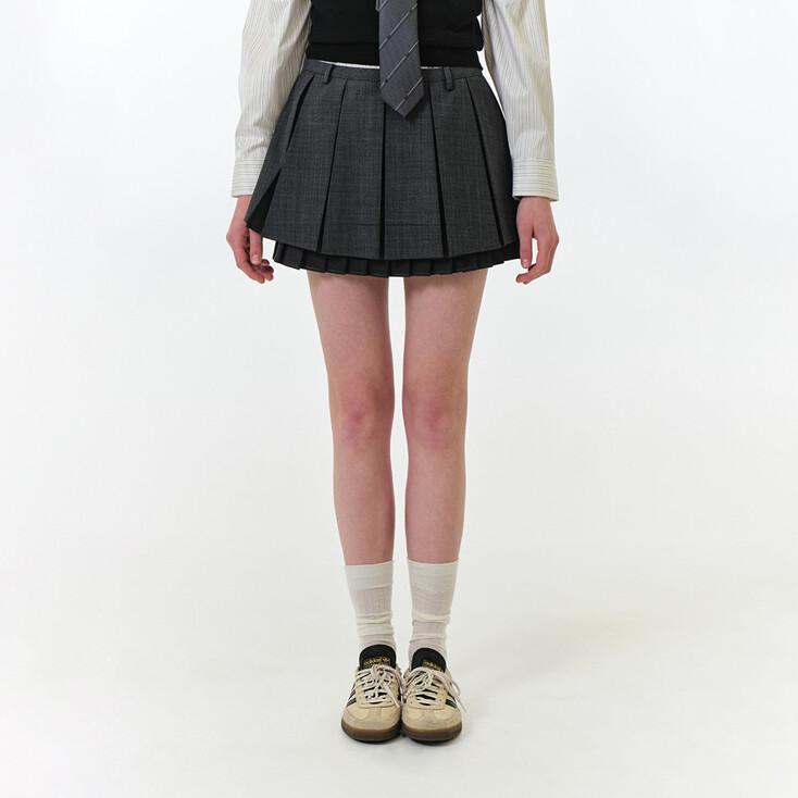 FAE SOLID PLEATS SKIRT (GREY)