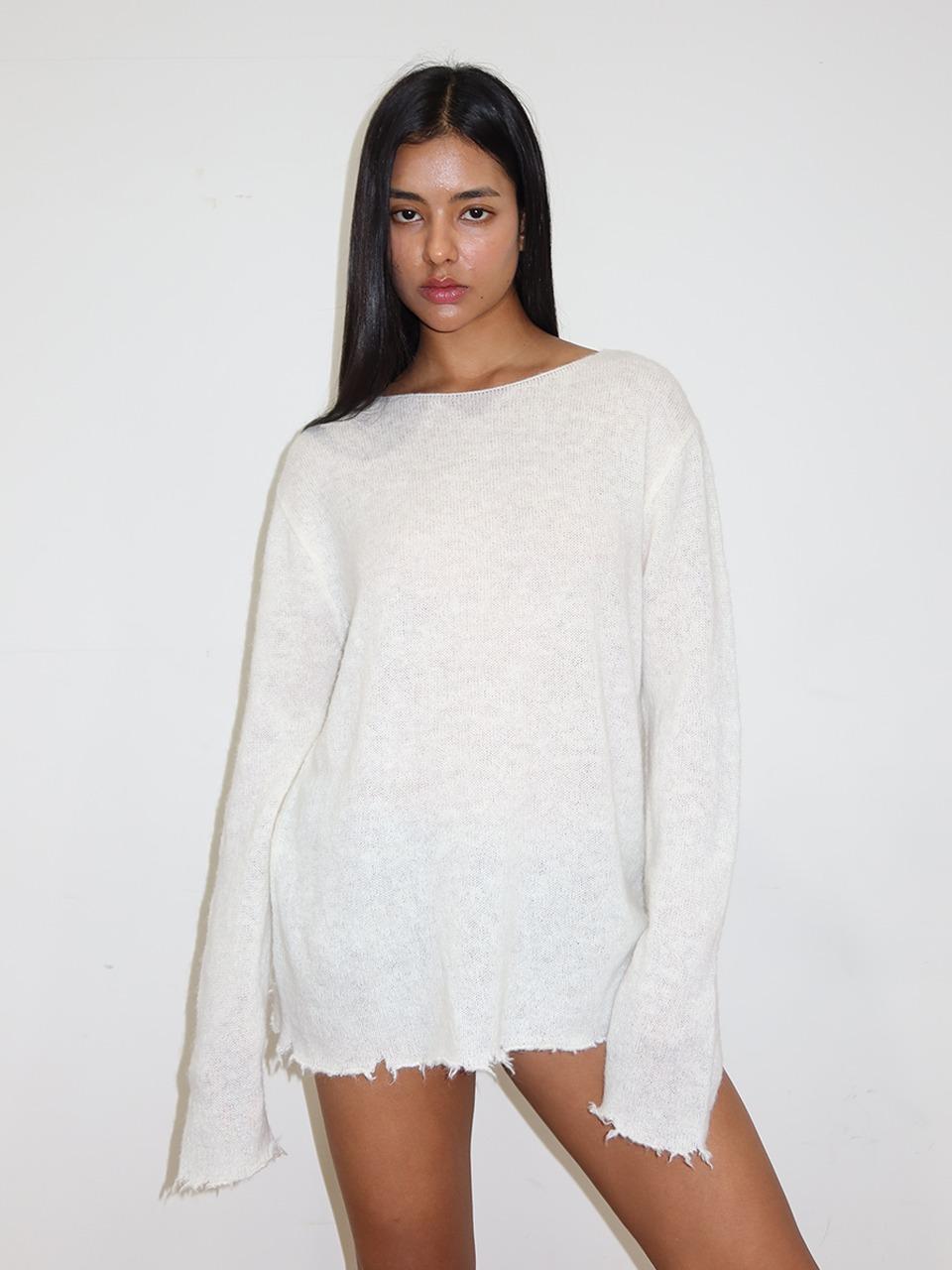 Soft Cut-off Knit_White