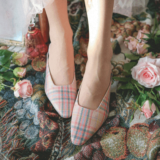 [체크/파이톤] 칵테일 스틸레토 뮬 미들힐 5cm sh0063