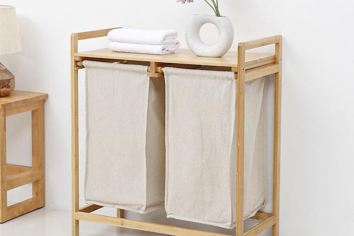 대나무 햄퍼 2단 빨래바구니 분리수거함 2colors