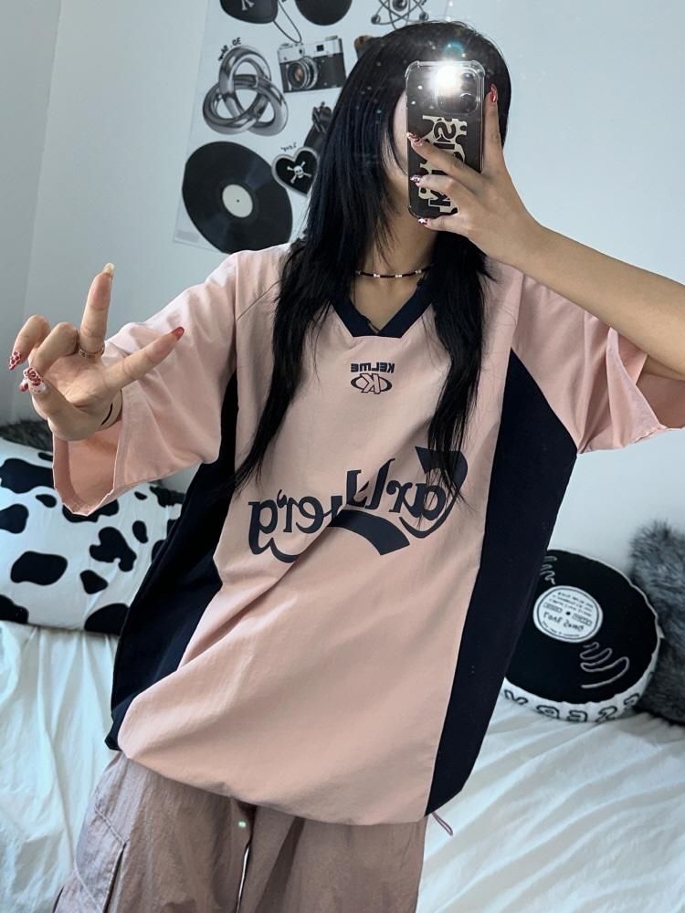 [UNISEX/half ver.]윈드 나일론 브이 스트링 믹스 웜업 반팔 맨투맨(4color/3-5일 여유주문)