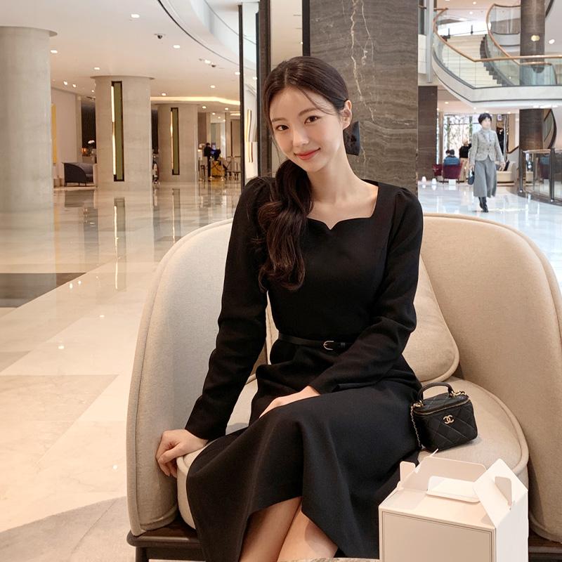 아뜨랑스 5000장 돌파✨ [롱&미니] 에르베 2기장 하트넥 A라인 긴팔 원피스 하객룩원피스 면접원피스 데일리룩,데이트룩,출근룩,나들이룩,모임룩,하객룩 op14473